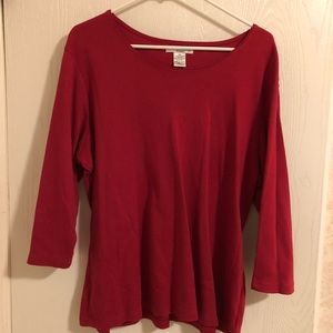 2 shirts 3/4 length sleeve one red and one brown